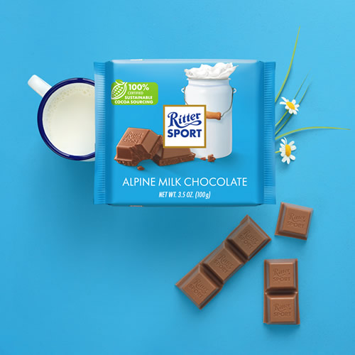 Chocolate con leche de los Alpes Ritter Sport en DisfrutaBox Memento